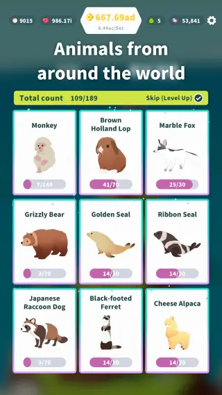 Elenco delle specie raccolte in Forest Island: Relaxing Game