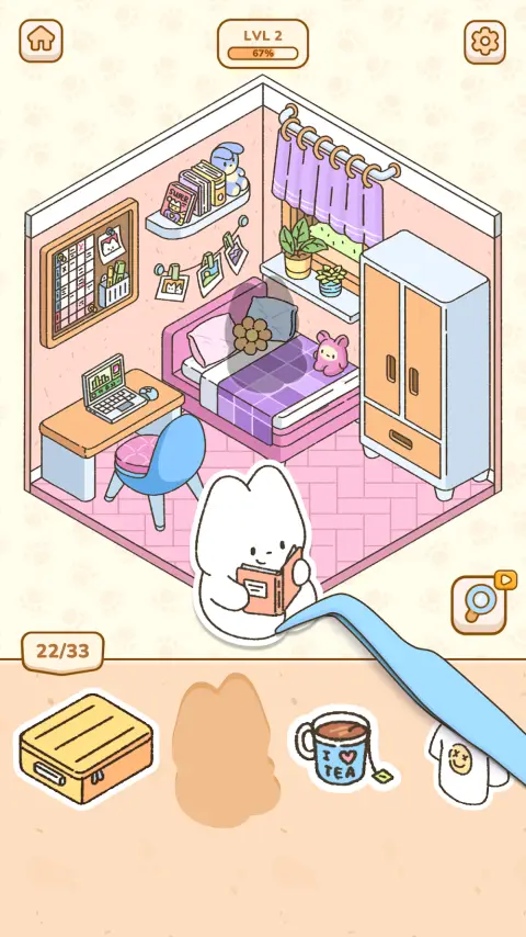 Una stanza da completare con gli adesivi in My Sticker Room - Decor Game